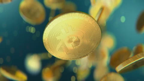Bitcoin cryptocurrency jumping in slow motion 4K Stock-Footage 151241017