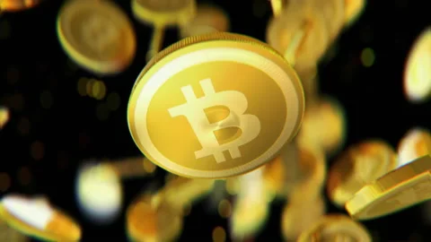 Bitcoin cryptocurrency jumping in slow motion 4K Video stock 152883010