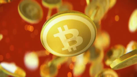 Bitcoin cryptocurrency jumping in slow motion 4K Stock-Footage 152902075