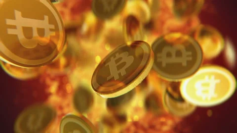 Bitcoin cryptocurrency jumping in slow motion 4K Stock Footage 152922071
