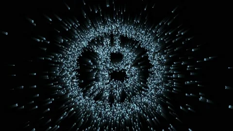 Bitcoin cryptocurrency logo in the digital space Stock Footage 95214834