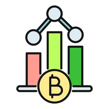 Bitcoin cryptocurrency market analytics flat icon concept Stock Illustration