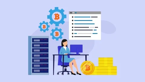 Bitcoin Cryptocurrency Mining and Server Management Concept with IT Profess.. Video stock 337954774