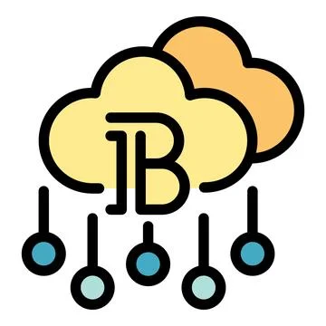 Bitcoin cryptocurrency mining from cloud data servers icon Illustrazione stock