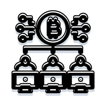 Bitcoin cryptocurrency mining network with private keys Stock Illustration