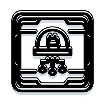 Bitcoin cryptocurrency mining process blockchain technology icon Stock Illustration