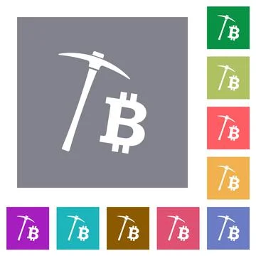 Bitcoin cryptocurrency mining square flat icons Stock-Illustration