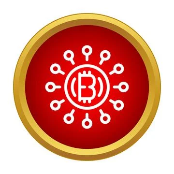 Bitcoin cryptocurrency network and blockchain technology icon Stock Illustration