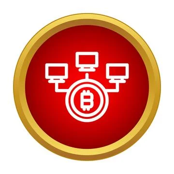 Bitcoin cryptocurrency network connecting computers for blockchain finance Illustrazione stock