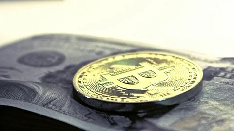BITCOIN - CRYPTOCURRENCY - OVER 100 DOLLAR BILL Stock-Footage 83226012
