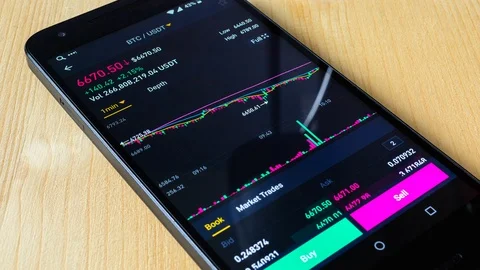 Bitcoin cryptocurrency price chart on digital exchange on mobile phone screen 스톡 동영상 94143261