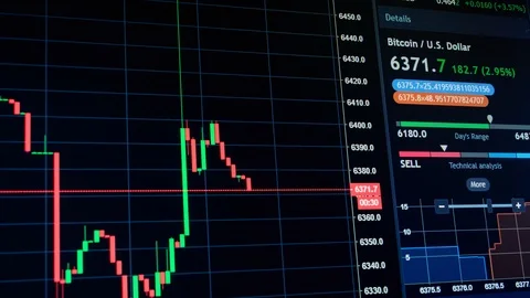 Bitcoin cryptocurrency price chart falling and rising on digital market exchange 스톡 동영상 93776448