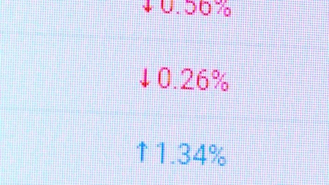 Bitcoin cryptocurrency price chart going up and down on digital market exchange Stock Footage 100630788