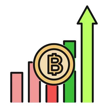 Bitcoin cryptocurrency price increasing bar chart showing growth Stock Illustration