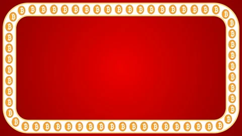 Bitcoin cryptocurrency red background rectangle border frame banner Stock Footage 89412651
