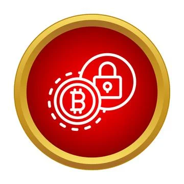 Bitcoin cryptocurrency security lock data protection icon Stock Illustration