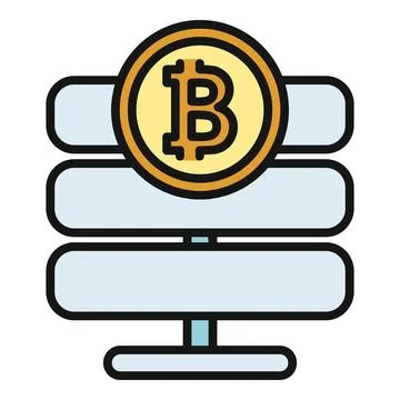Bitcoin cryptocurrency server blockchain digital database icon Stock Illustration