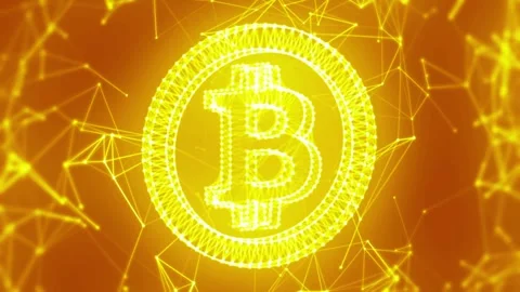 Bitcoin cryptocurrency sign on the digital gold background. Financial theme Stock Footage 336442956