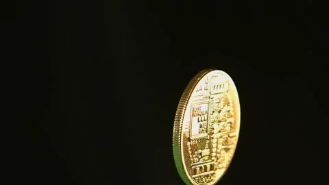 Bitcoin cryptocurrency spinning on black background pt 1 of 12 Stock Footage 149703057