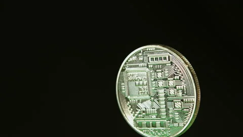 Bitcoin cryptocurrency spinning on black background pt 10 of 12 Stock Footage 149712066
