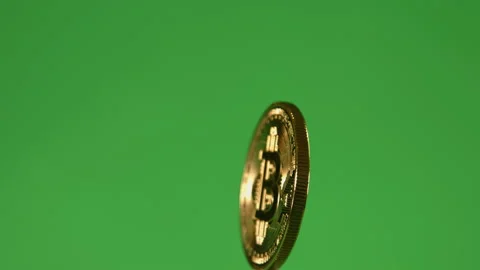 Bitcoin cryptocurrency spinning on green screen pt 1 of 3 Stock Footage 149703082
