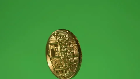 Bitcoin cryptocurrency spinning on green screen pt 2 of 3 Stock Footage 149703168