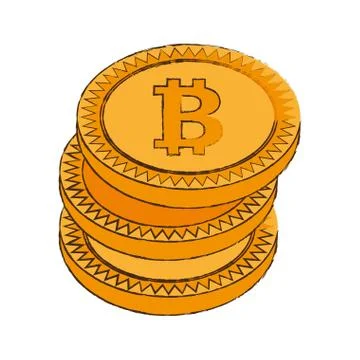 Bitcoin cryptocurrency stack icon Stock Illustration