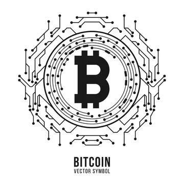 Bitcoin cryptocurrency symbol. Computer circuit board frame. Digital currency Stock Illustration