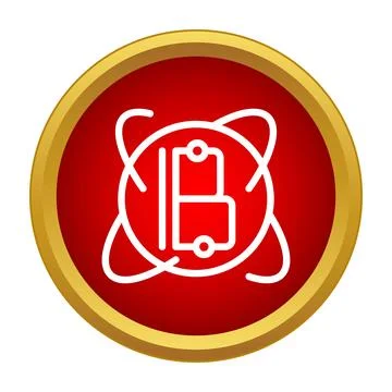 Bitcoin cryptocurrency symbol inside atomic orbit icon Stock Illustration