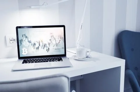 Bitcoin Cryptocurrency Trader. Foto stock
