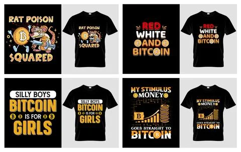 Bitcoin Cryptocurrency TShirt Design Set Stock Illustration