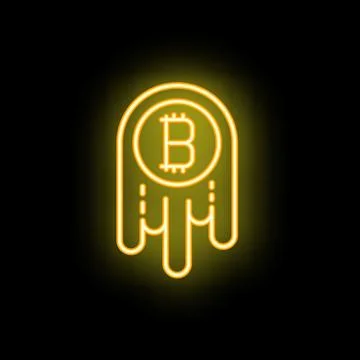 Bitcoin cryptocurrency value dripping down neon style icon Stock Illustration
