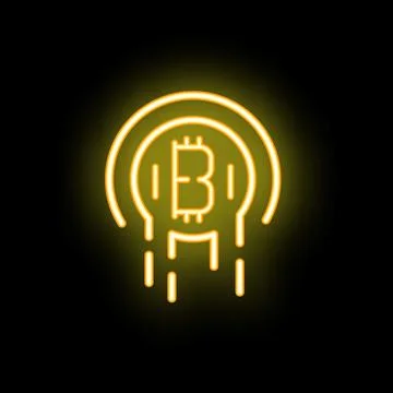 Bitcoin cryptocurrency value going down neon sign price drop 库存插图