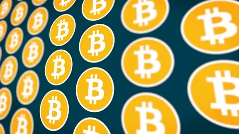 Bitcoin cryptocurrency vertical traffic coins background Stock Footage 87963787
