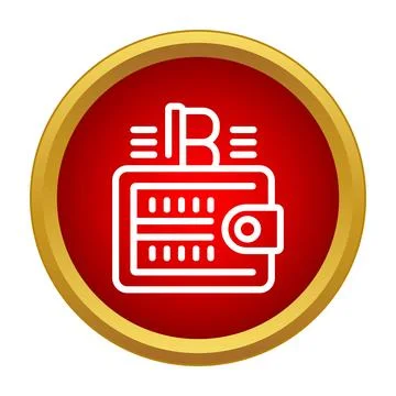 Bitcoin cryptocurrency wallet icon on red circle background Stock Illustration