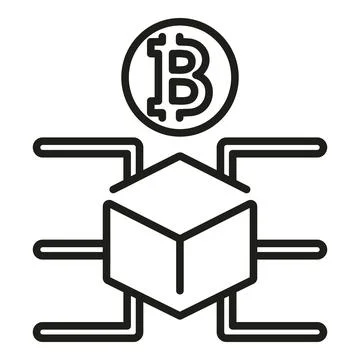 Bitcoin cube icon outline vector. Digital currency Stock Illustration