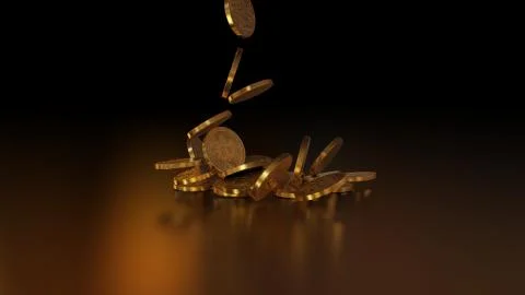 Bitcoin currency, crypto currency, falling on a pile Stock Illustration