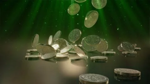 Bitcoin currency, crypto currency, falling on a pile Stock Illustration