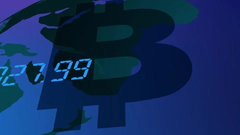Bitcoin currency graph with candles on computer screen. Using Fib Retracement Stock Footage 294703722