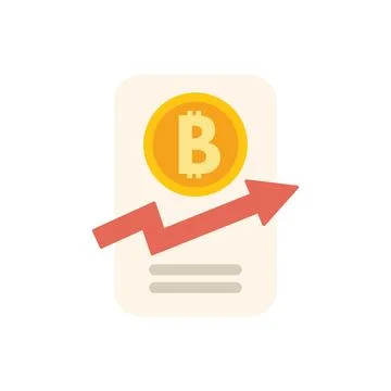 Bitcoin currency increasing in value on mobile phone app Illustrazione stock