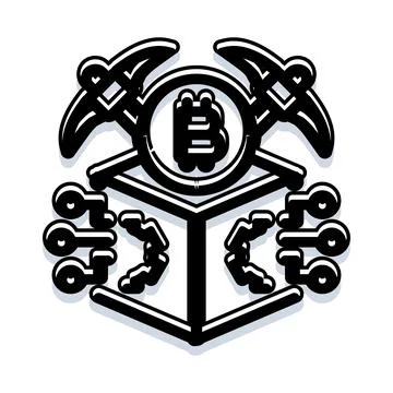 Bitcoin currency mining blockchain technology concept イラスト素材