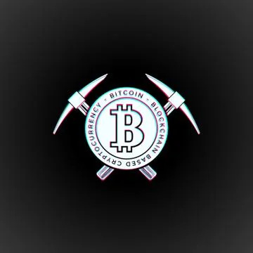 Bitcoin currency mining logo sign. Stock Illustration