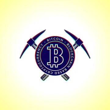 Bitcoin currency mining logo sign. Stock Illustration