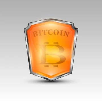 Bitcoin currency red shield Illustrazione stock