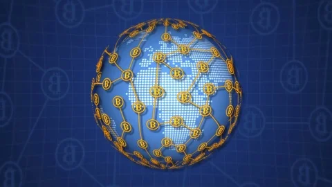 Bitcoin currency sign revolves around the earth Stock Footage 79818243