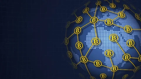 Bitcoin currency sign revolves around the earth Stock Footage 81849099