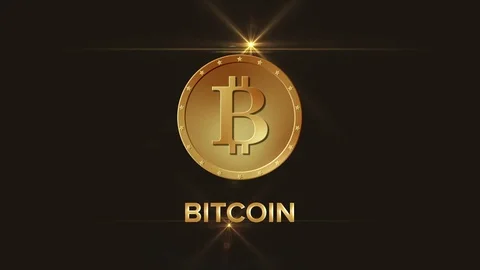 Bitcoin currency symbol on the dark brown background Stock Footage 81607341