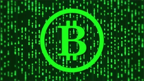 Bitcoin currency symbol on the digital background Stock Footage 81890376