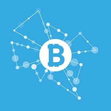 Bitcoin currency system peering network links illustration background Stock Illustration