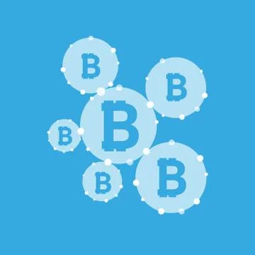 Bitcoin currency system peering network links illustration background Stock Illustration